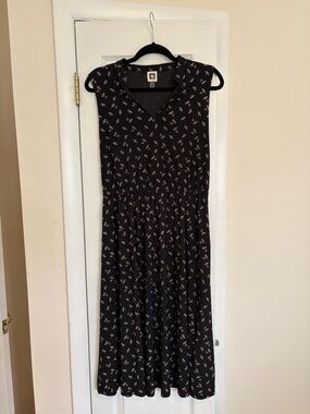 Anne Klein Black Midi Dress with Pink Floral Print